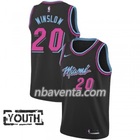 Camiseta Niños Miami Heat Justise Winslow 20 2018-19 Nike City Edition Negro Swingman